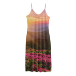 Sunrise Mountain Print Jersey Midi Cami Dress