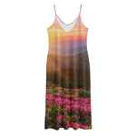 Sunrise Mountain Print Jersey Midi Cami Dress