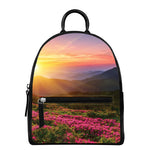 Sunrise Mountain Print Leather Backpack