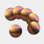 Sunrise Mountain Print Leather Coaster Set