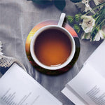 Sunrise Mountain Print Leather Coaster Set