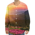 Sunrise Mountain Print Long Sleeve Baseball Jersey