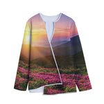 Sunrise Mountain Print Long Sleeve Short Coat