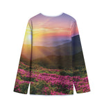 Sunrise Mountain Print Long Sleeve Short Coat