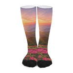Sunrise Mountain Print Long Socks