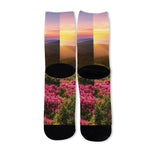 Sunrise Mountain Print Long Socks