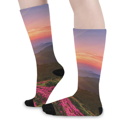 Sunrise Mountain Print Long Socks