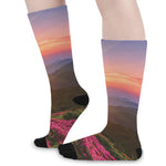 Sunrise Mountain Print Long Socks