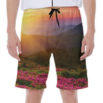 Sunrise Mountain Print Men's Beach Shorts
