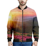 Sunrise Mountain Print Men's Bomber Jacket