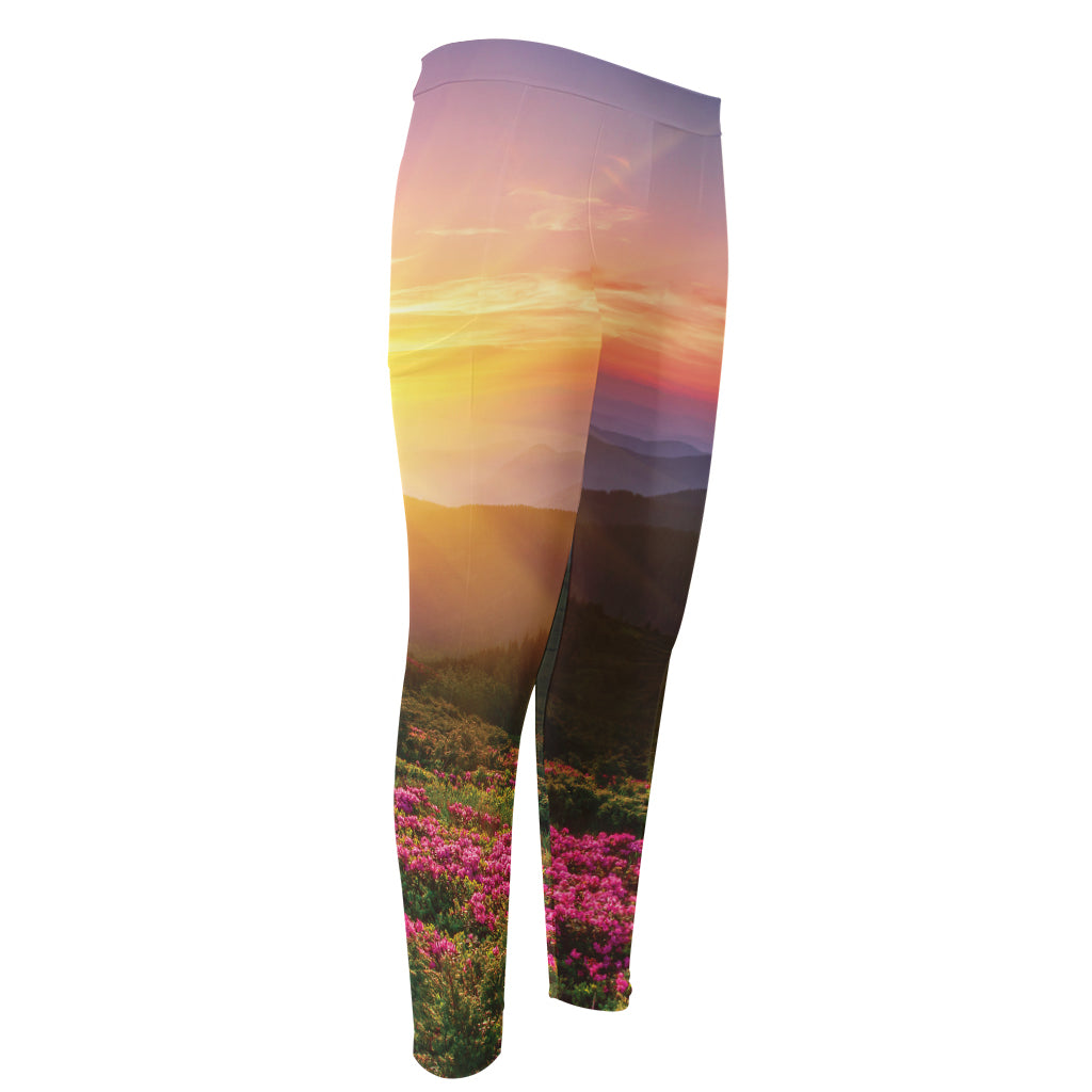 Sunrise Mountain Print Men's Compression Pants