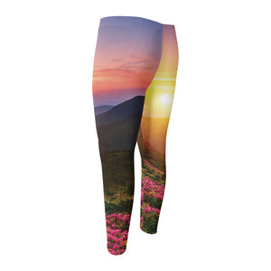 Sunrise Mountain Print Men's Compression Pants