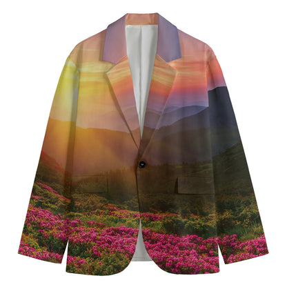 Sunrise Mountain Print Men's Cotton Blazer