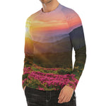 Sunrise Mountain Print Men's Long Sleeve Rash Guard