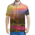 Sunrise Mountain Print Men's Polo Shirt