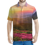 Sunrise Mountain Print Men's Polo Shirt