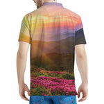 Sunrise Mountain Print Men's Polo Shirt
