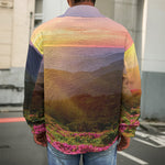 Sunrise Mountain Print Men's Shirt Jacket