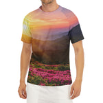Sunrise Mountain Print Men's Short Sleeve Rash Guard