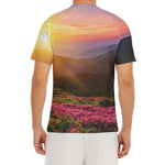 Sunrise Mountain Print Men's Short Sleeve Rash Guard