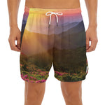 Sunrise Mountain Print Men's Split Running Shorts