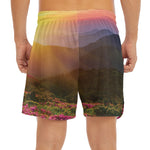 Sunrise Mountain Print Men's Split Running Shorts