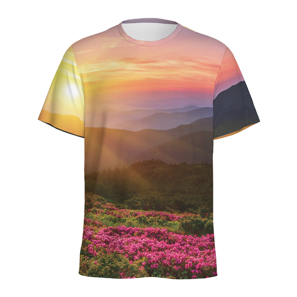 Sunrise Mountain Print Men's Sports T-Shirt