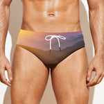 Sunrise Mountain Print Men's Swim Briefs