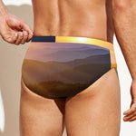 Sunrise Mountain Print Men's Swim Briefs