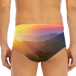 Sunrise Mountain Print Men's Triangle Swim Briefs