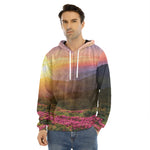 Sunrise Mountain Print Men's Velvet Pullover Hoodie