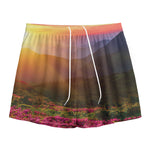 Sunrise Mountain Print Mesh Shorts