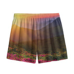 Sunrise Mountain Print Mesh Shorts