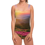 Sunrise Mountain Print One Piece Swimsuit