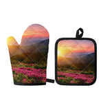 Sunrise Mountain Print Oven Mitt And Pot Holder Set