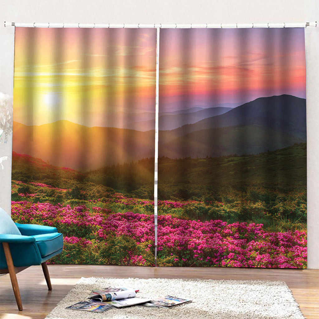 Sunrise Mountain Print Pencil Pleat Curtains