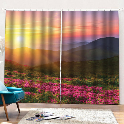 Sunrise Mountain Print Pencil Pleat Curtains