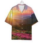 Sunrise Mountain Print Rayon Hawaiian Shirt