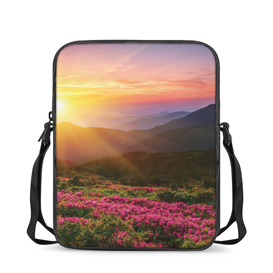 Sunrise Mountain Print Rectangular Crossbody Bag
