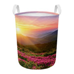 Sunrise Mountain Print Round Laundry Basket