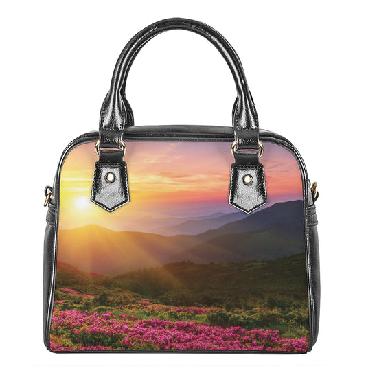 Sunrise Mountain Print Shoulder Handbag