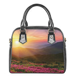 Sunrise Mountain Print Shoulder Handbag