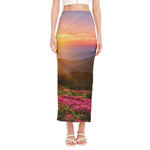 Sunrise Mountain Print Side Slit Maxi Skirt