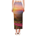 Sunrise Mountain Print Side Slit Maxi Skirt