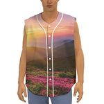Sunrise Mountain Print Sleeveless Baseball Jersey