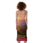 Sunrise Mountain Print Slim Fit Midi Cami Dress