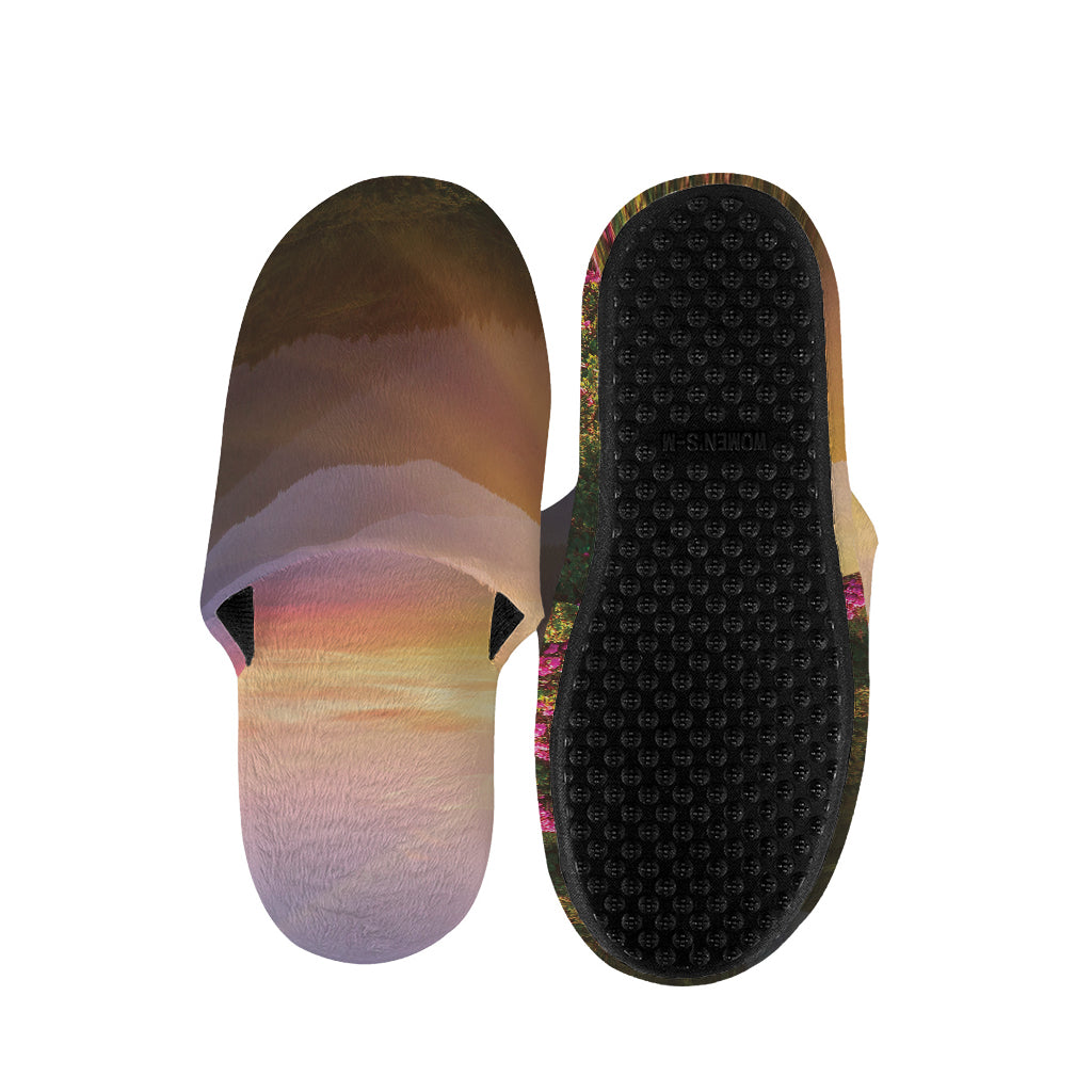 Sunrise Mountain Print Slippers