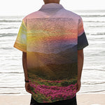 Sunrise Mountain Print Textured Short Sleeve Shirt