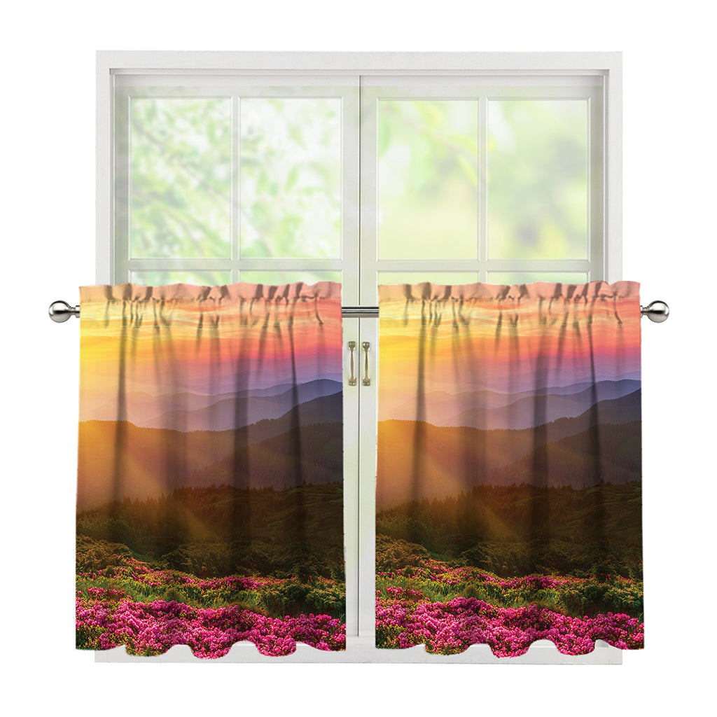 Sunrise Mountain Print Tier Curtains