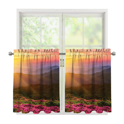 Sunrise Mountain Print Tier Curtains